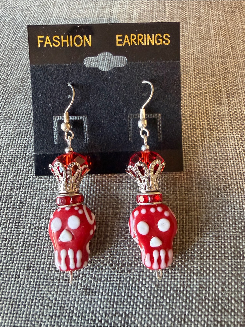 Red Skull Dangle Earrings